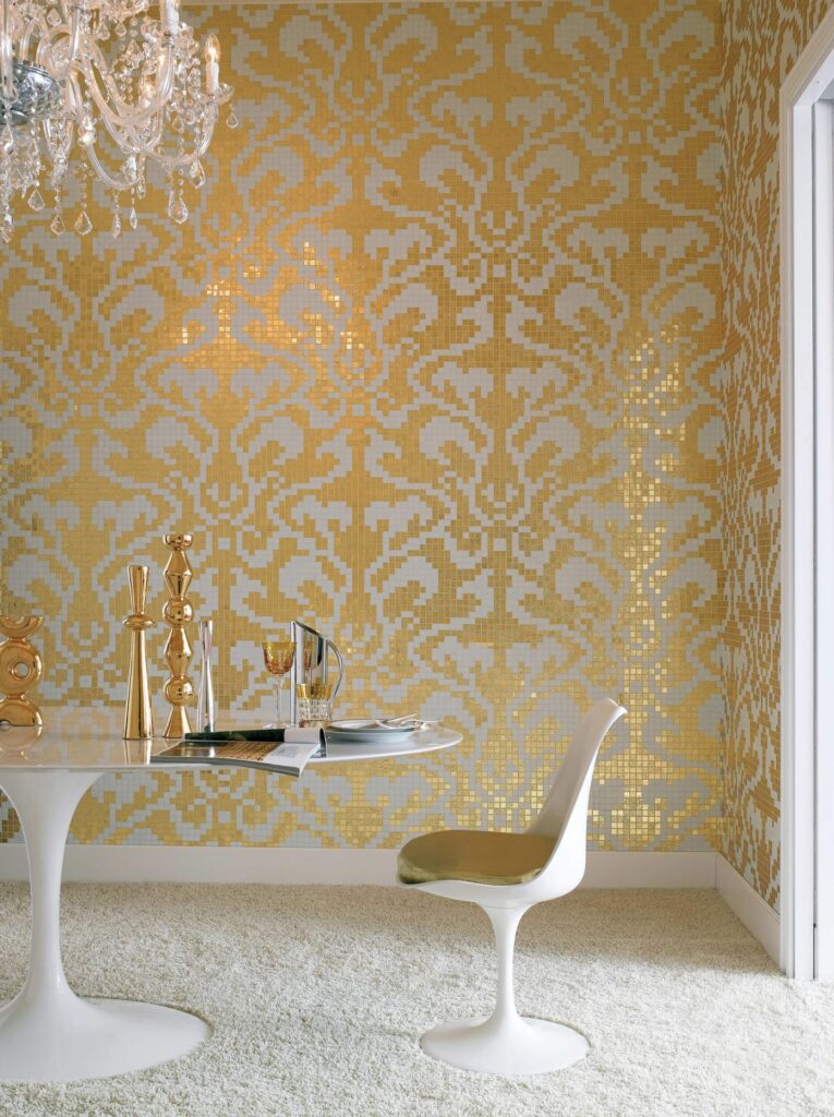 Bisazza — Damasco Oro Giallo, Winter Flowers Oro Nero, Righe Bianche (Carlo Dal Bianco) — Milan