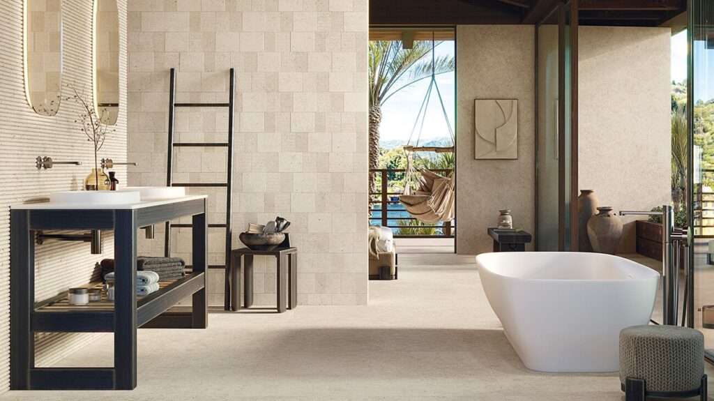 Porcelanosa — Block Cancun Sand, Canal Cancun Sand et Cancun Sand