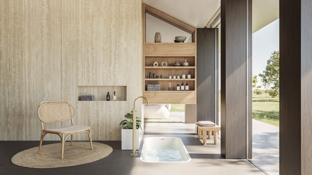 Porcelanosa — XTONE Navona et XTONE Tadelakt Smoke