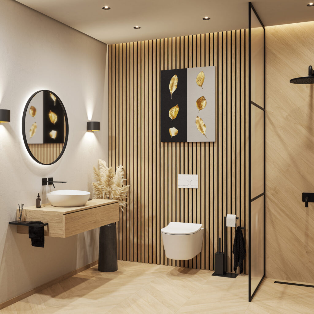 TOTO — WASHLET RW noir mat sur WC RP, lavabo TA
