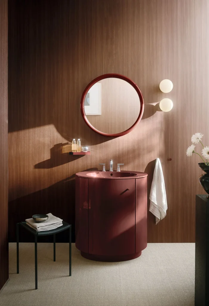 Ceramica Cielo — Ares, meuble avec lavabo bordeaux