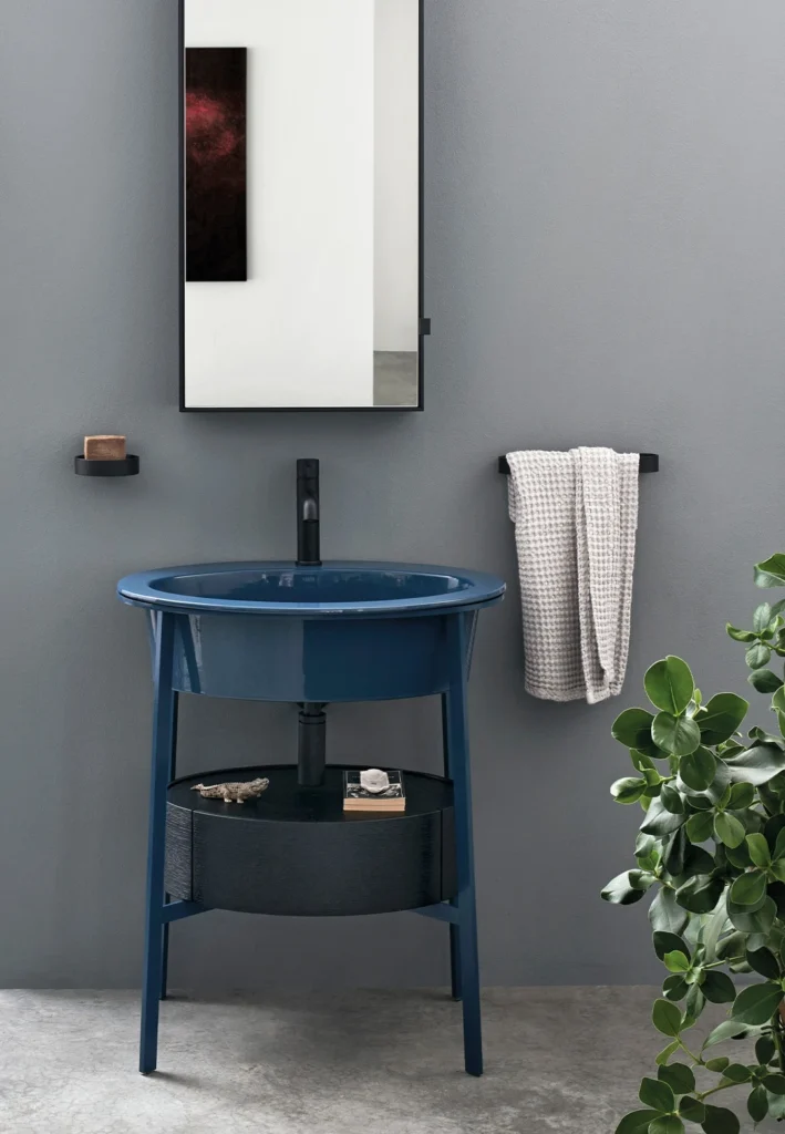 Ceramica Cielo — Catino Ovale, vasque bleue sur structure