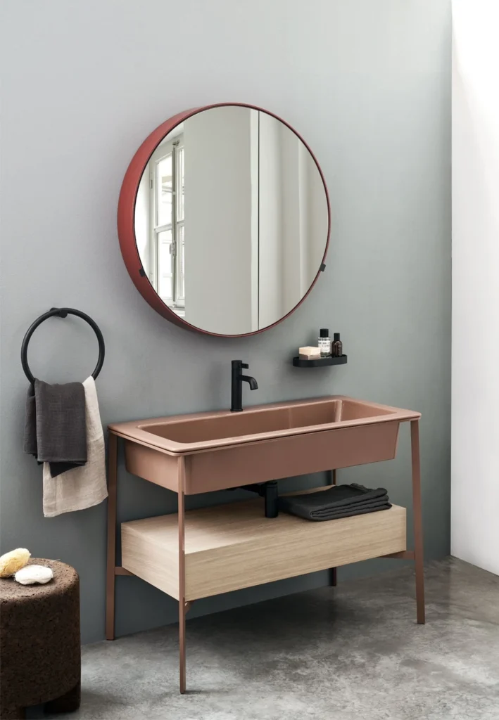 Ceramica Cielo — Catino Rettangolare, vasque rose avec tablette