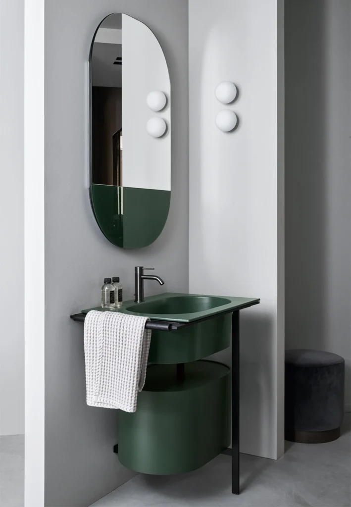 Ceramica Cielo — Kyros, meuble avec plan vasque vert