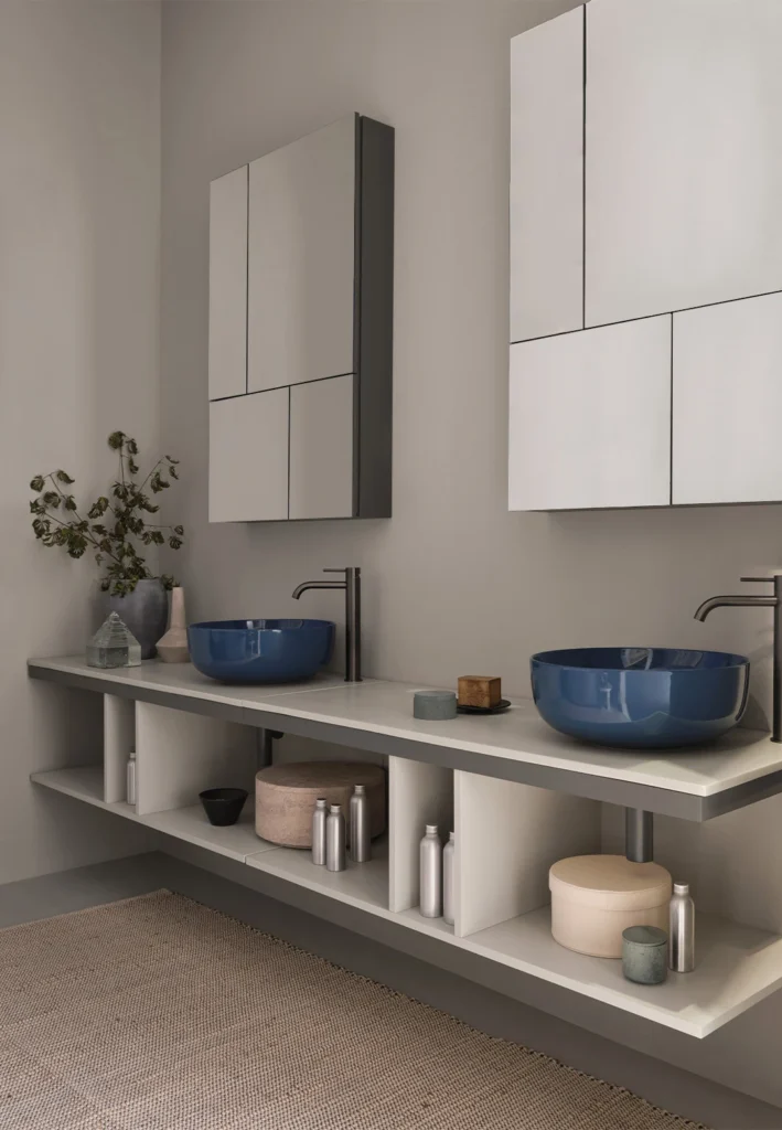 Ceramica Cielo — Multiplo, meuble ouvert et vasques bleues